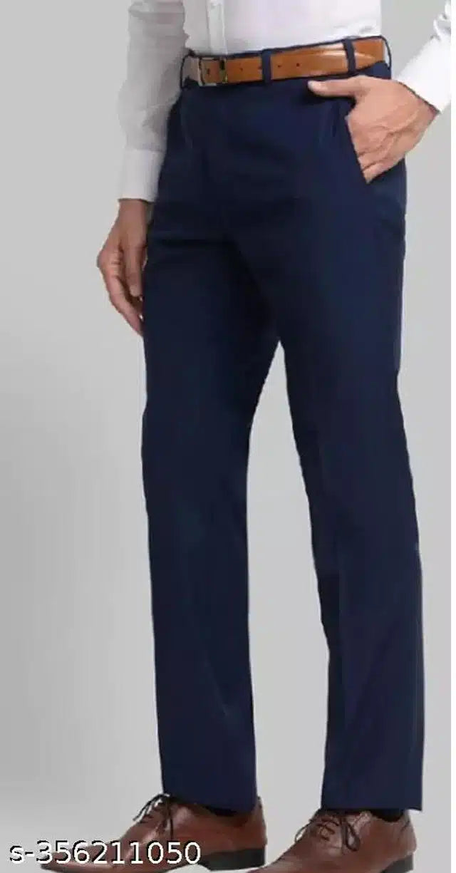 Men's navy blue cotton trousers, size 28, from 13266, featuring a classic fit and comfortable fabric.