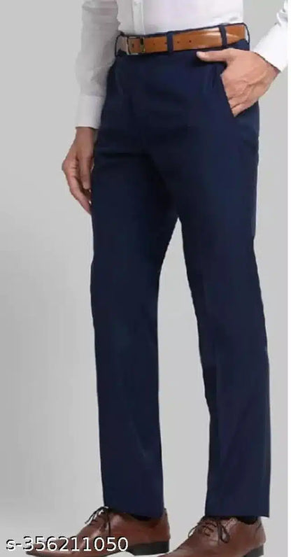 Men's navy blue cotton trousers, size 28, from 13266, featuring a classic fit and comfortable fabric.