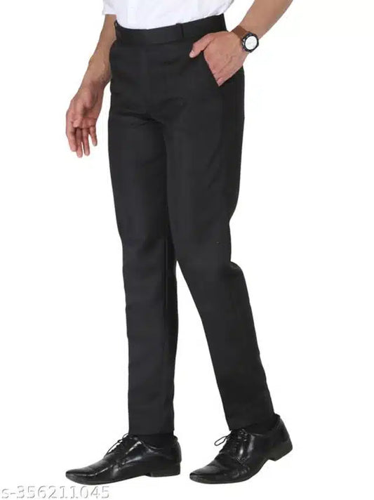 Black cotton men's trousers, size 28, from brand 13266, showing the relaxed fit and classic style of the men's trousers.