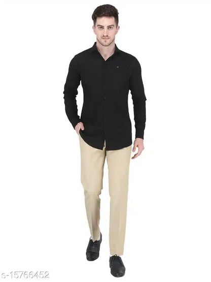 Cream cotton blend men's trousers with a tailored fit, size 28, featuring classic style and comfortable fabric.