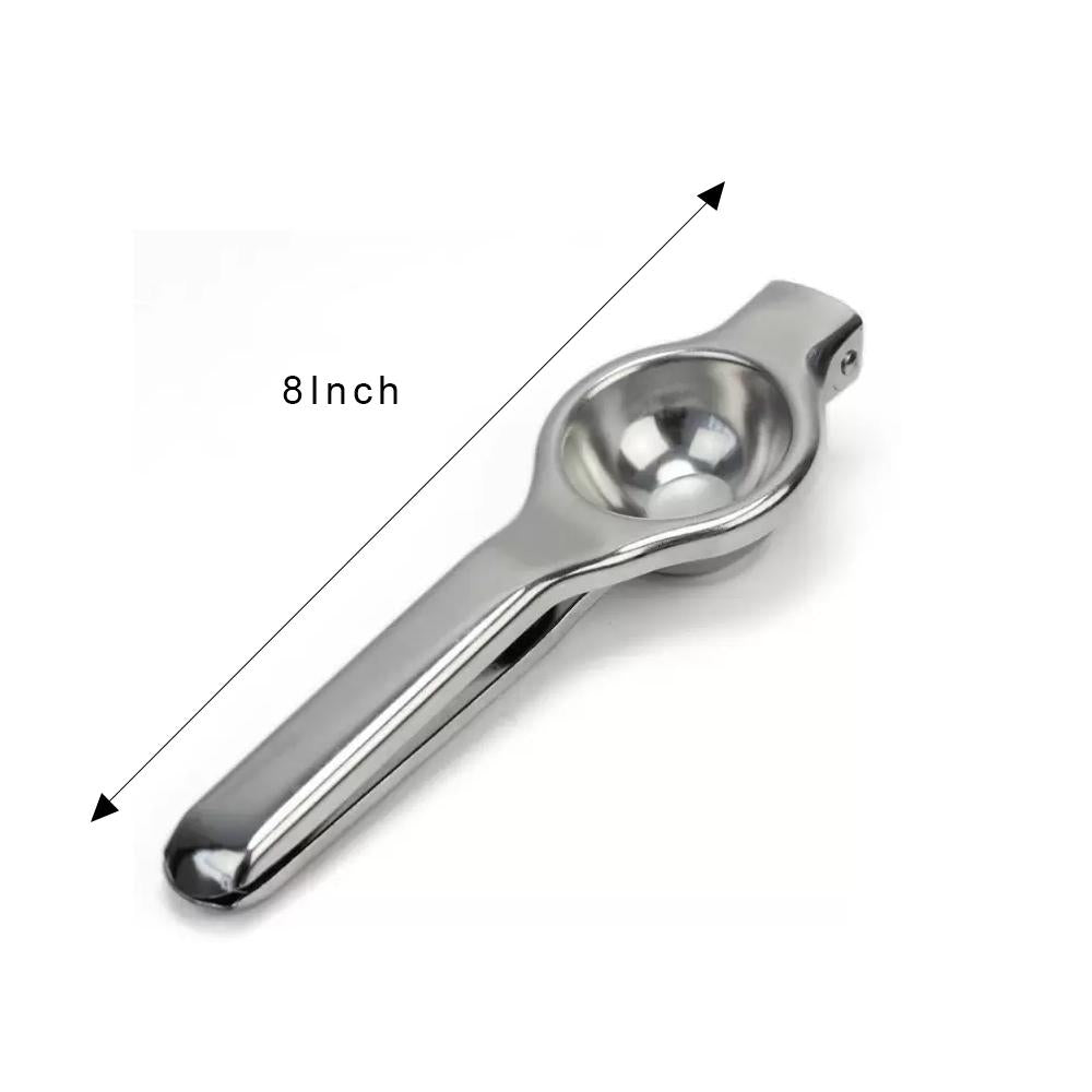 Wukusy stainless steel lemon squeezer kitchen tool with a sturdy handle and textured grip for easy citrus juice extraction.