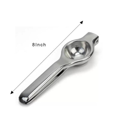 Wukusy stainless steel lemon squeezer kitchen tool with a sturdy handle and textured grip for easy citrus juice extraction.