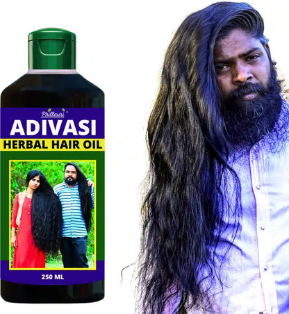 Pack of 3 Phillauri Adivasi Natural Hair Oil bottles, herbal oil for hair nourishment, 250 ml each, by 13373.
