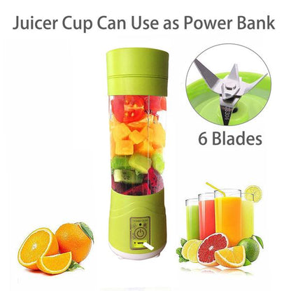 Wukusy 133 portable USB electric juicer with 6 blades, designed for quick and easy protein shakes and juice blending.