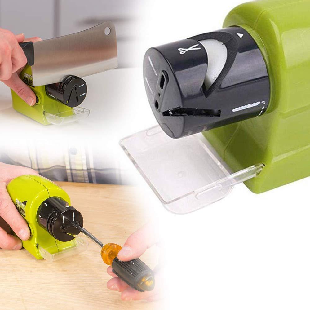 Wukusy 135 cordless motorized knife blade sharpener tool for kitchen use, shown in black with a compact design.
