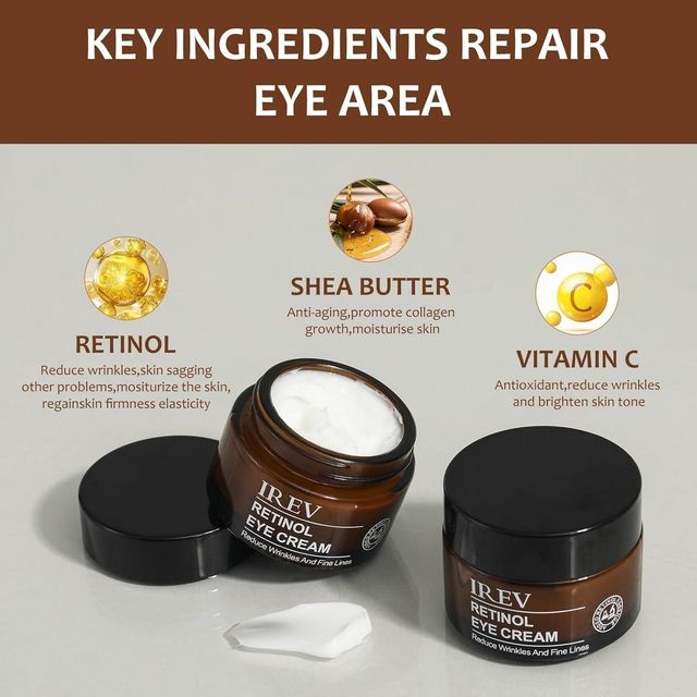 1361 Retinol Eye Cream in 30 ml jars, shown in a pack of two, designed to reduce puffiness and fine lines around the eyes.