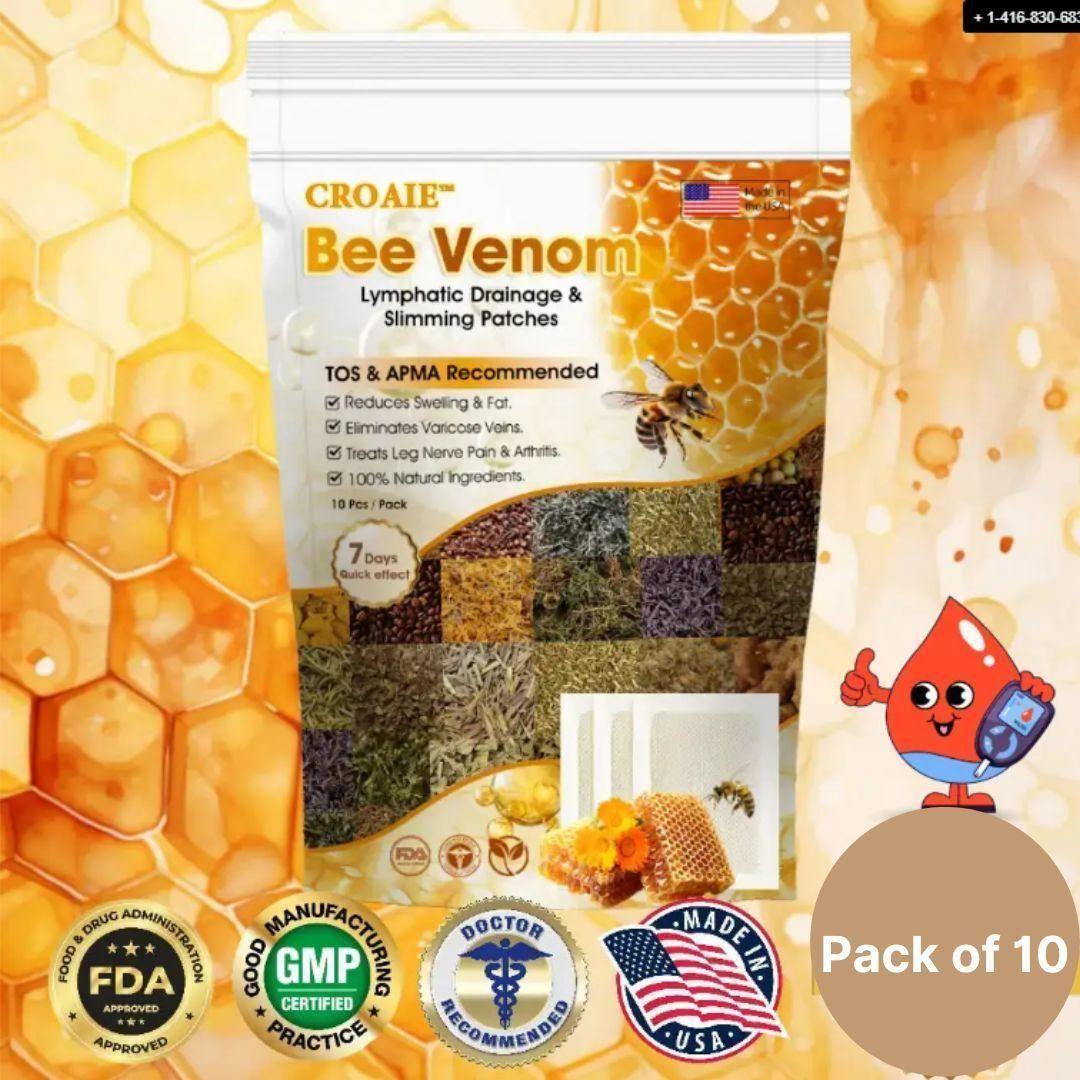 Two 1361 Bee Venom Heat Patches in a pack of 2, showing adhesive patches with bee venom for soothing pain relief.