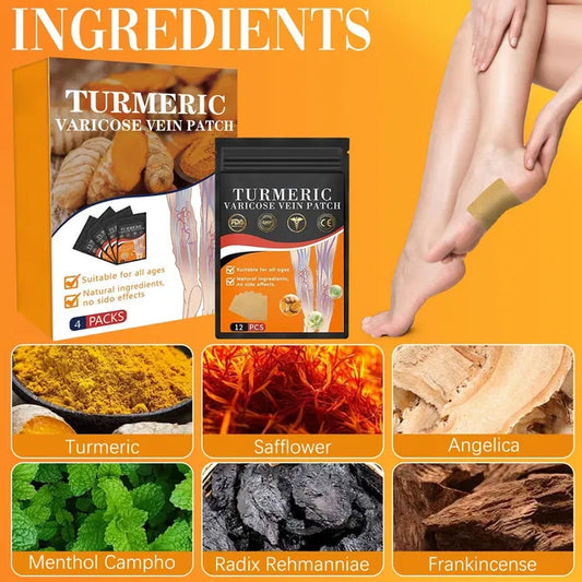 Turmeric varicose veins treatment heat patch for legs, naturally relieves spider veins and varicose veins, free size, by 1361.
