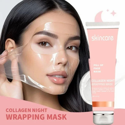 Two packs of 1361 Korean Collagen Night Wrapping Peel Off Mask for stretch marks and scars, shown in resealable packaging.
