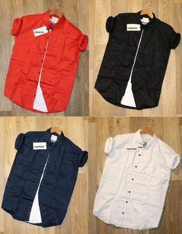 Pack of four multicolor plain men's shirts by 1394, casual and versatile, shown in XS size.