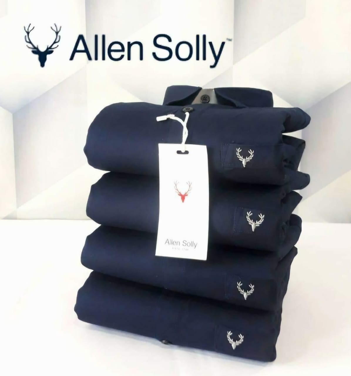Navy blue men's cotton full sleeves shirt from 1394, featuring a classic collar and button-down front.
