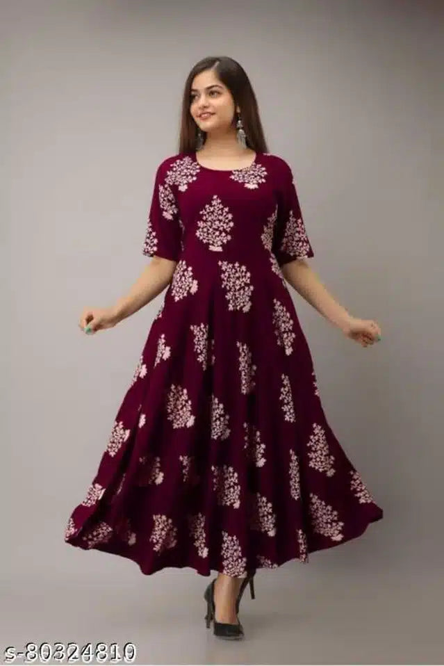 Maroon cotton printed kurti for women, XXL size, casual women's kurti with intricate print details.