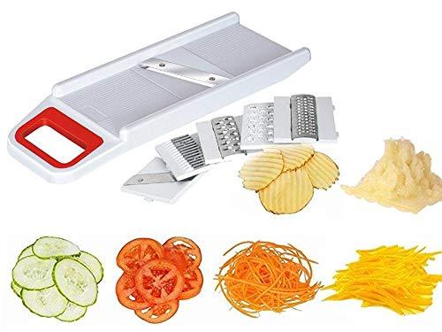 Wukusy 141 Slicer 6-in-1 kitchen tool with stainless steel blades for slicing, shredding, and julienning vegetables.