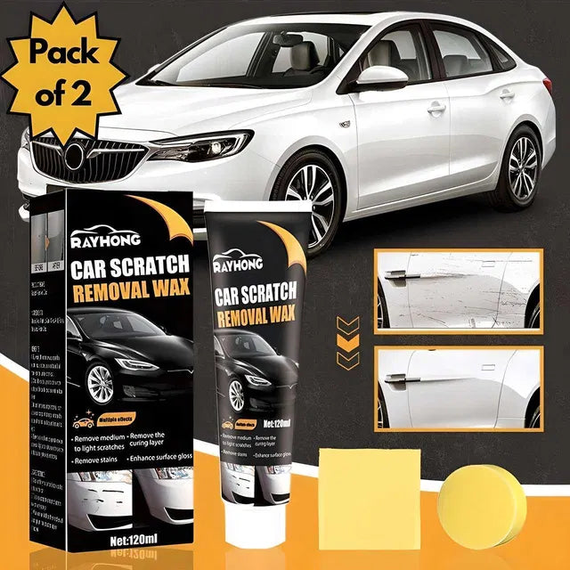 Two 14235 car scratch removal wax creams in a pack, designed to help eliminate scratches and restore vehicle paint.