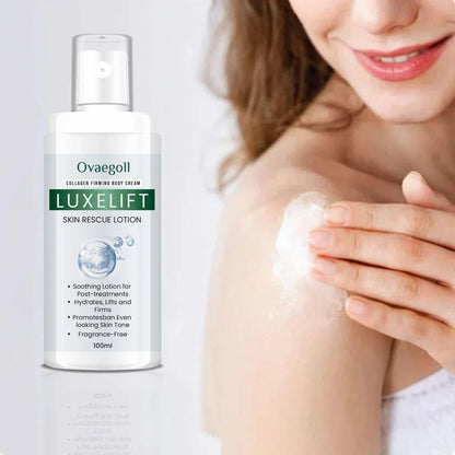 Two bottles of Celebrity LuxeLift Collagen Firming Body Cream by 14235, featuring colorful packaging and 100ml size.