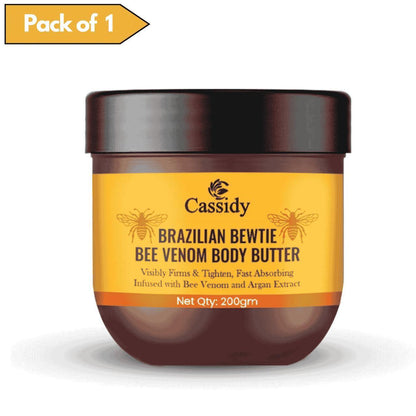 Brazilian Bewtie Bee Venom Body Butter pack of creams, with colorful packaging, by 14235, for nourishing skin.
