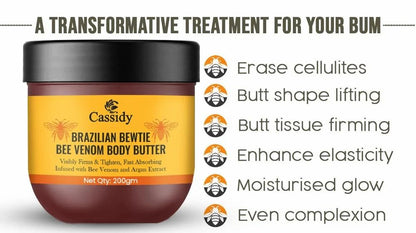 Brazilian Bewtie bee venom body butter pack of creams and gels, featuring colorful packaging and natural skincare ingredients.