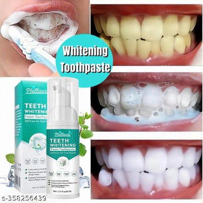 Phillauri Teeth Whitening Foam in 60ml bottle, dental whitening product with foaming action for brighter teeth