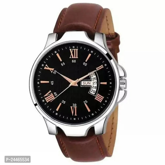 Men's analog watch by brand 14358 featuring a round dial, black leather strap, and classic design.