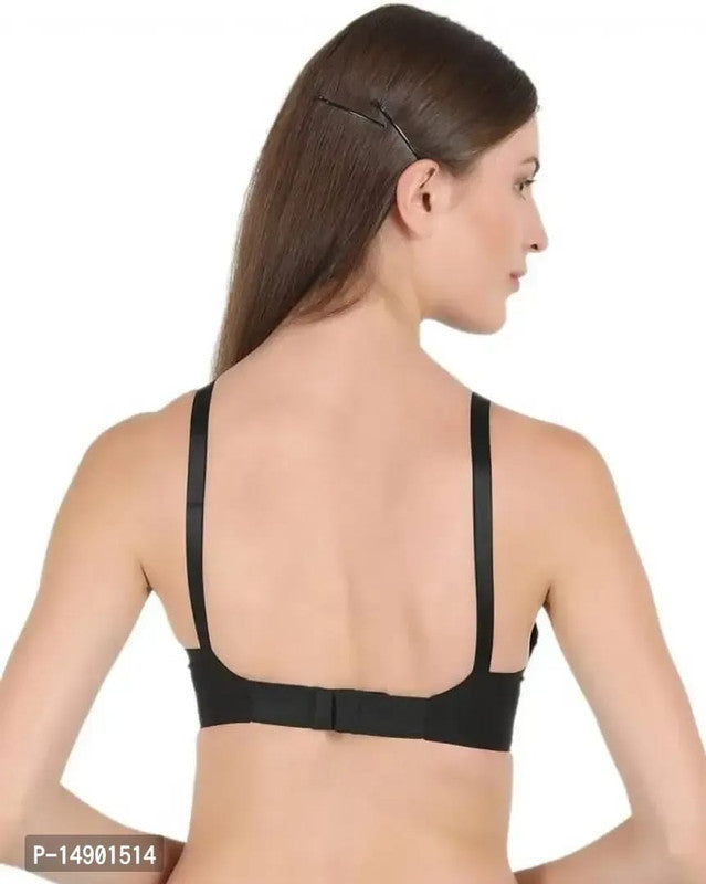 Black women's full coverage bra from 14358, with supportive design and adjustable straps, shown on a model.