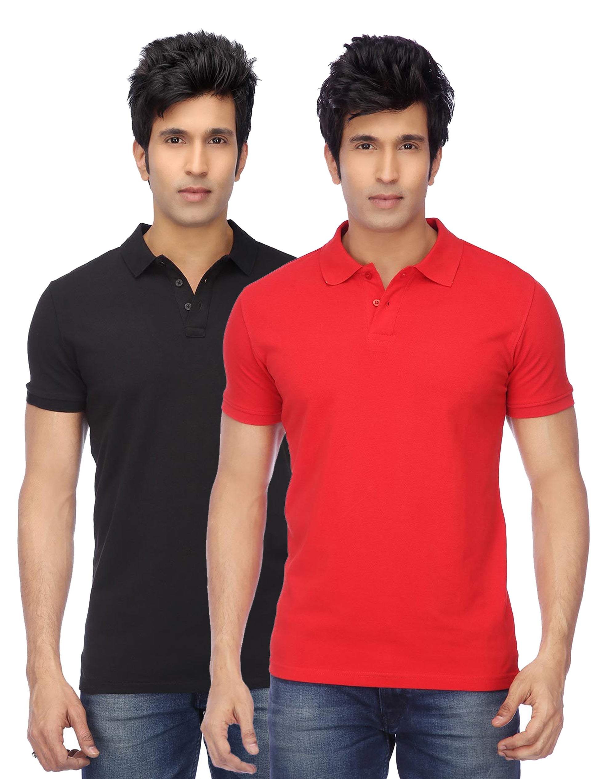 Pack of two Ketex men's cotton blend half-sleeves polo shirts in multicolor, casual T-shirts for everyday wear.