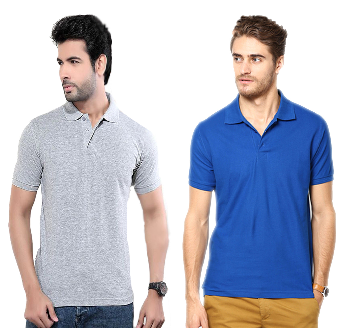 Pack of two men's Ketex cotton blend half-sleeve polo shirts in multicolor, casual T-shirts for everyday wear.