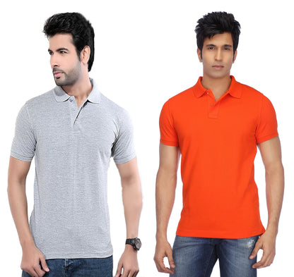 Pack of two men's Ketex cotton blend half-sleeves polo T-shirts in multicolor, casual and comfortable for everyday wear.