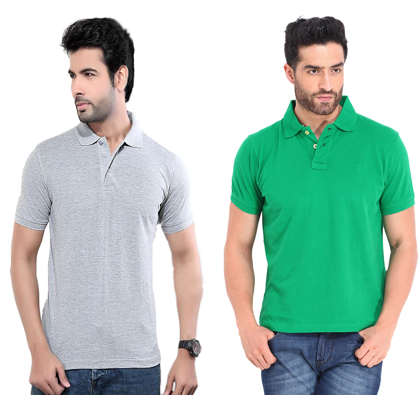 Pack of two men's Ketex cotton blend half-sleeve polo shirts in multicolor, showcasing casual style and comfortable fabric.