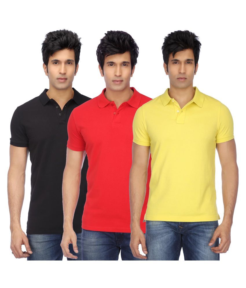Set of three men's Ketex cotton blend half-sleeves polo T-shirts in multicolor, 14398 brand, shown in 2XL size.