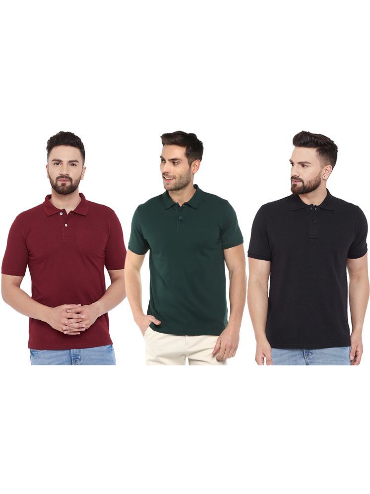 Set of three men's Ketex cotton blend half-sleeve polo shirts in multicolor, 2XL size, casual style for everyday wear.