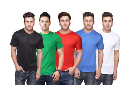 Set of four men's Ketex polyester Dri-Fit half-sleeve round neck T-shirts in multicolor, 2XL size, casual athletic style.