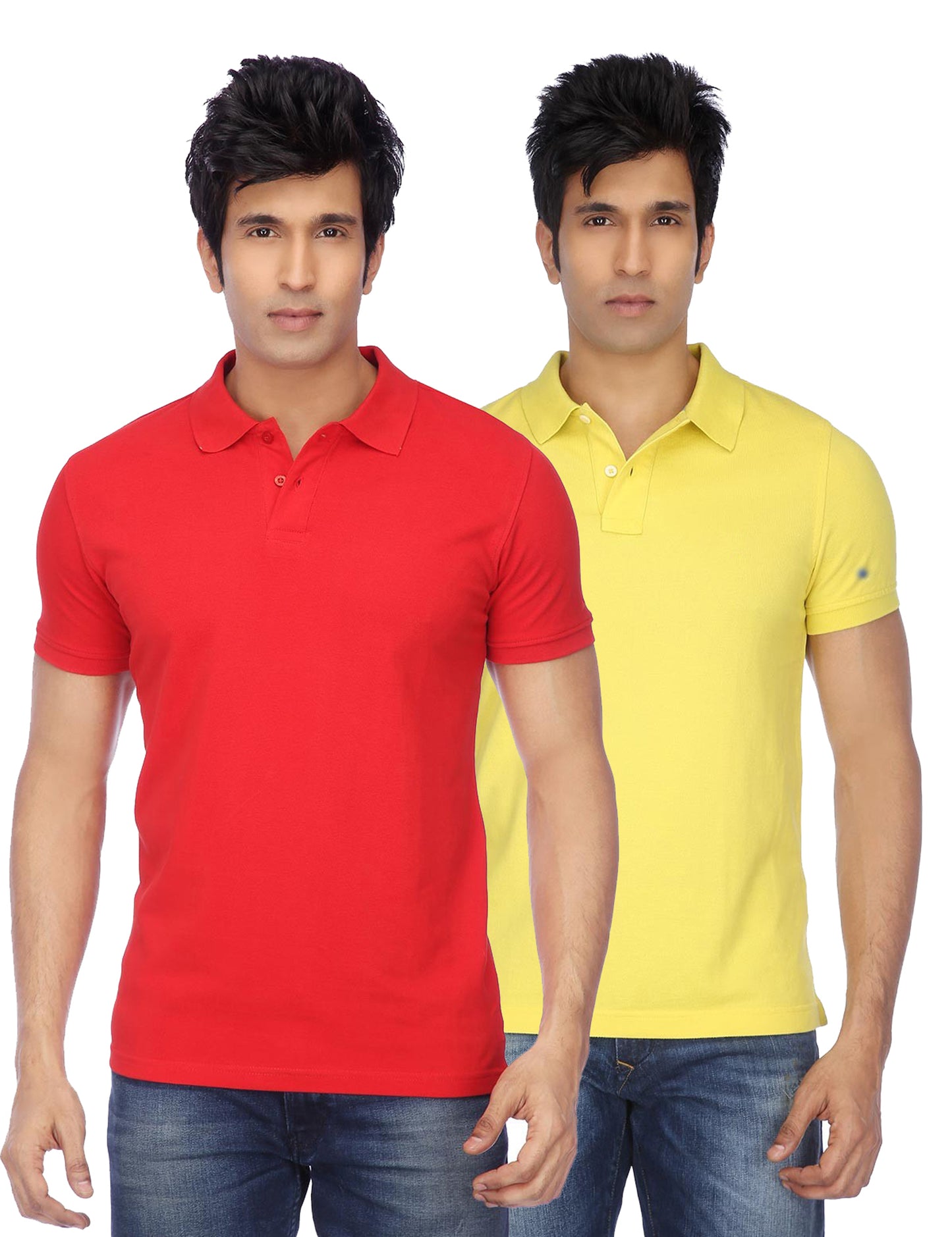 Men's multicolor Ketex cotton blend half-sleeve polo T-shirts, pack of 2, comfortable and stylish for casual wear.