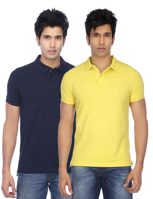Pack of two men's Ketex cotton blend half-sleeve polo shirts in multicolor, 2XL, casual T-shirts for everyday wear.