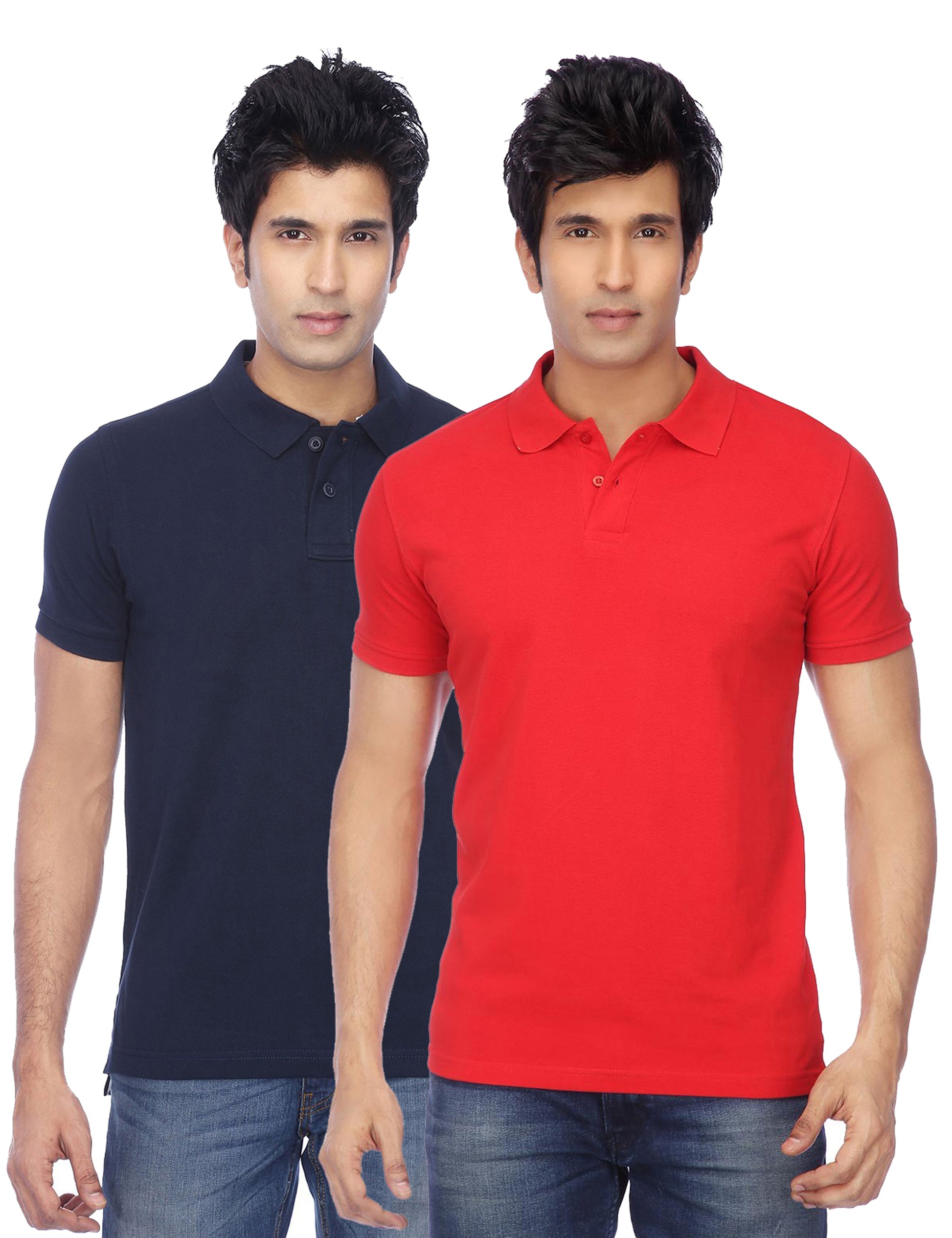 Multicolor men's Ketex cotton blend half-sleeve polo T-shirts in 2XL, pack of 2, featuring classic collar and short sleeves.