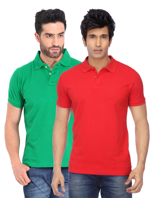 Pack of two men's Ketex cotton blend half-sleeve polo T-shirts in multicolor, 2XL size, casual men's T-shirts.