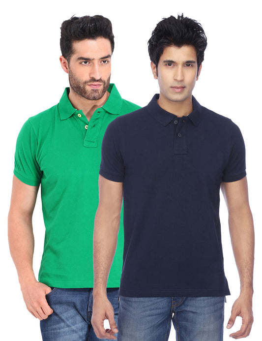 Pack of two men's Ketex cotton blend half-sleeve polo t-shirts in multicolor, 2XL size, casual and comfortable fit.