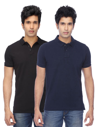 Mens Ketex cotton blend half-sleeve polo t-shirts in multicolor, pack of 2, casual men's T-shirts for everyday wear.