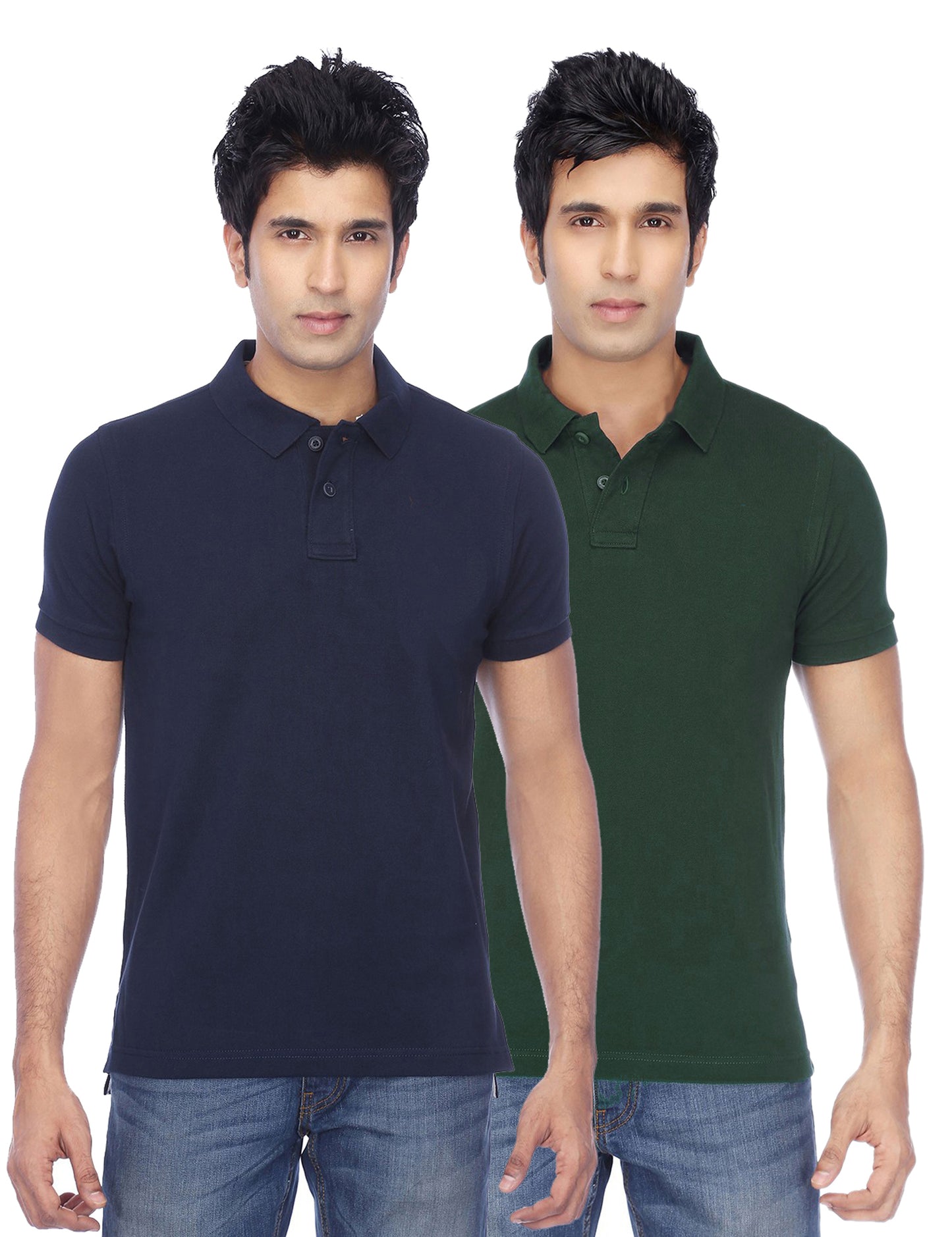 Set of two men's Ketex cotton blend half-sleeve polo T-shirts in multicolor, 2XL size, casual and comfortable wear.