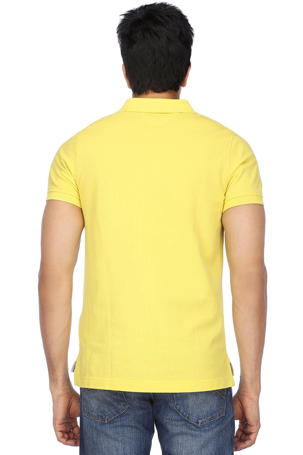 Multicolor men's cotton blend half-sleeves polo T-shirts by 14398, shown in a pack of two with casual fit and classic collar style.