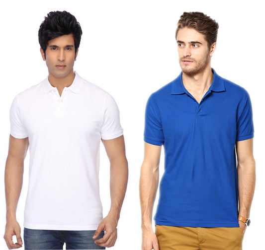 Pack of two men's Ketex cotton blend half-sleeve polo t-shirts in multicolor, casual and comfortable for everyday wear.
