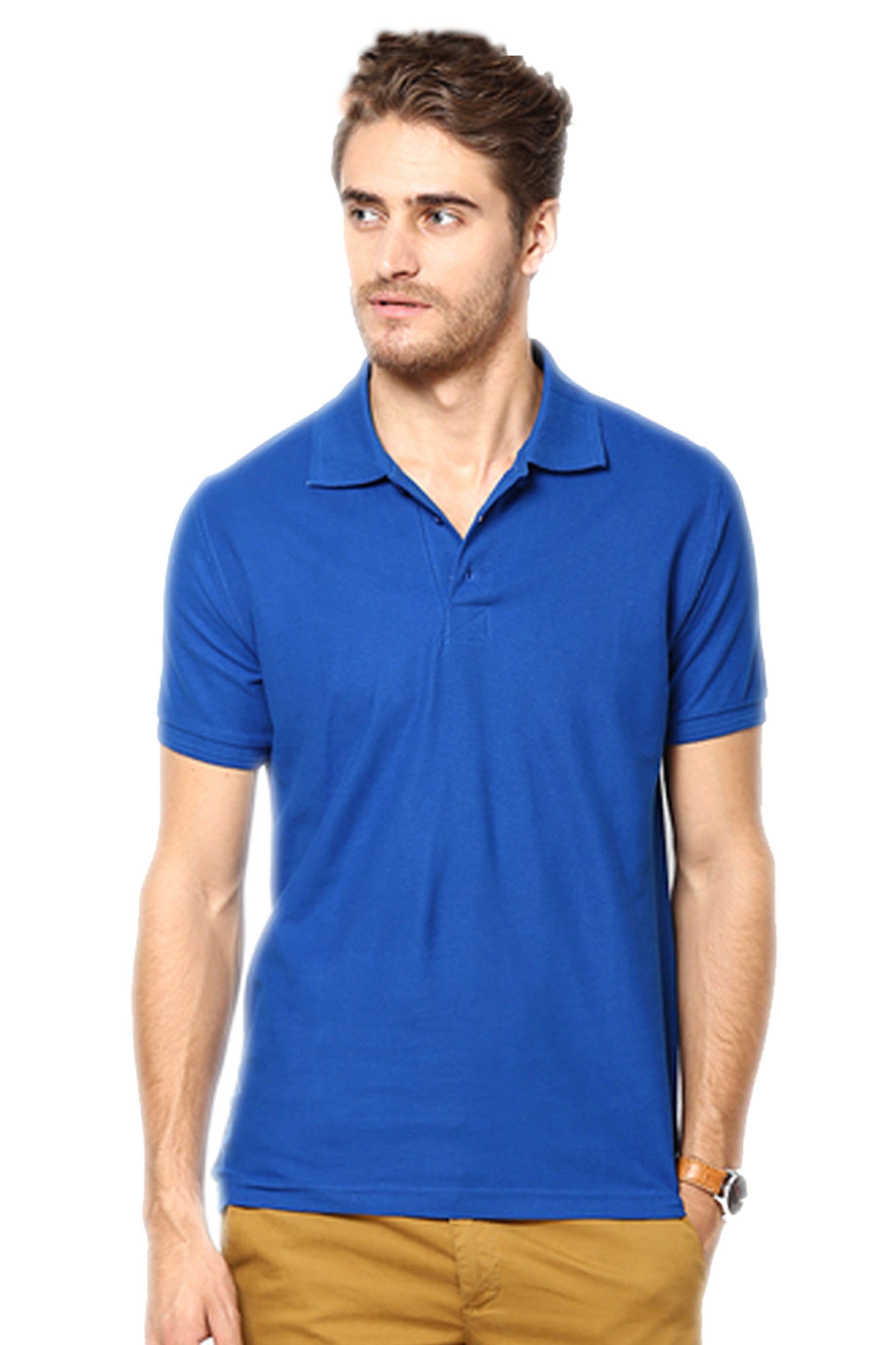 Men's multicolor cotton blend half-sleeves polo t-shirts by 14398, pack of 2, casual short-sleeve men's T-shirts.
