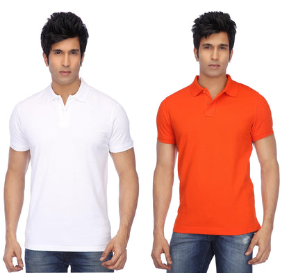 Set of two men's Ketex cotton blend half-sleeve polo T-shirts in multicolor, size 2XL, laid flat showing the front view.