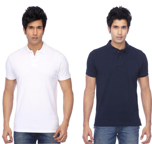 Two multicolor men's cotton blend polo t-shirts with half sleeves from Ketex, size 2XL, in a pack of two.
