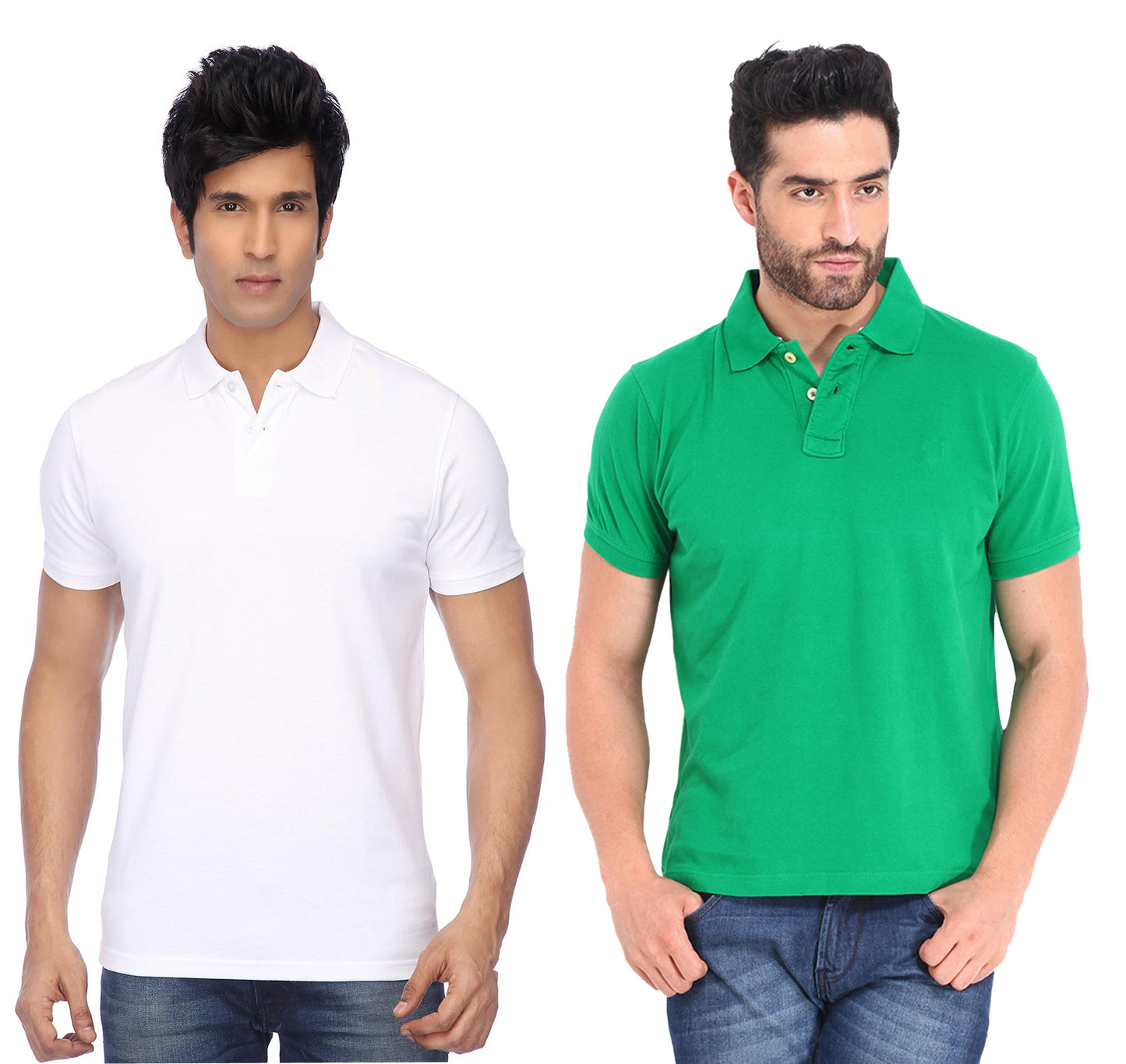 Pack of two men's Ketex cotton blend half-sleeve polo T-shirts in multicolor, 2XL size, casual and comfortable for everyday wear.