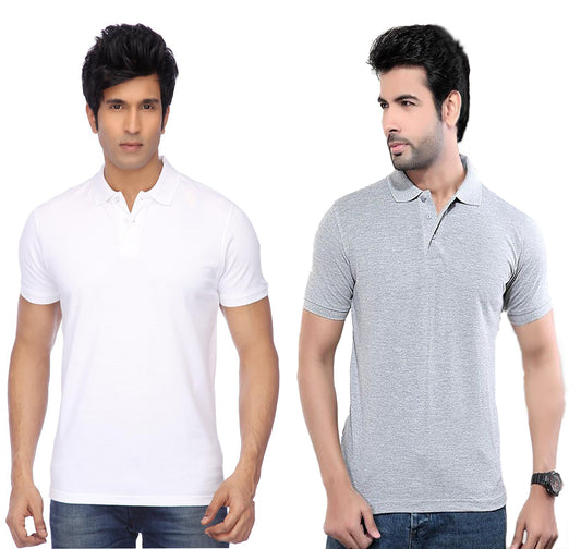 Set of two men's Ketex cotton blend half-sleeve polo T-shirts in multicolor, size 2XL, with classic collar and button placket.