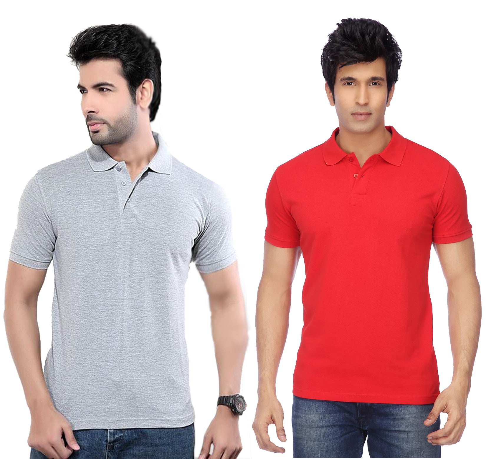Pack of two Men’s cotton blend half-sleeve polo T-shirts by Ketex in multicolor, 2XL size, casual men's T-shirts.