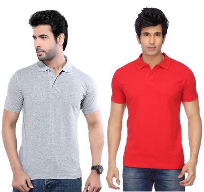 Pack of two Men’s cotton blend half-sleeve polo T-shirts by Ketex in multicolor, 2XL size, casual men's T-shirts.