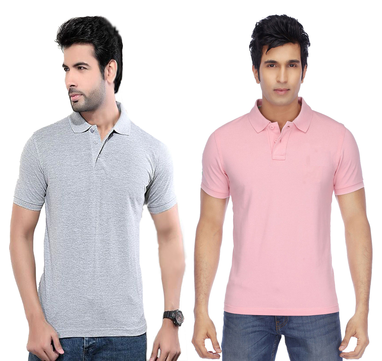 Pack of two men's Ketex cotton blend half-sleeve polo t-shirts in multicolor, 2XL size, casual and comfortable for everyday wear.