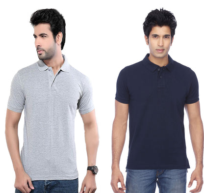 Set of two men's Ketex cotton blend half-sleeve polo T-shirts in multicolor, 2XL size, casual and comfortable for everyday wear.