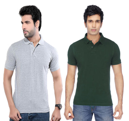 Set of two men's Ketex cotton blend half-sleeve polo T-shirts in multicolor, 2XL size, casual style, front view.
